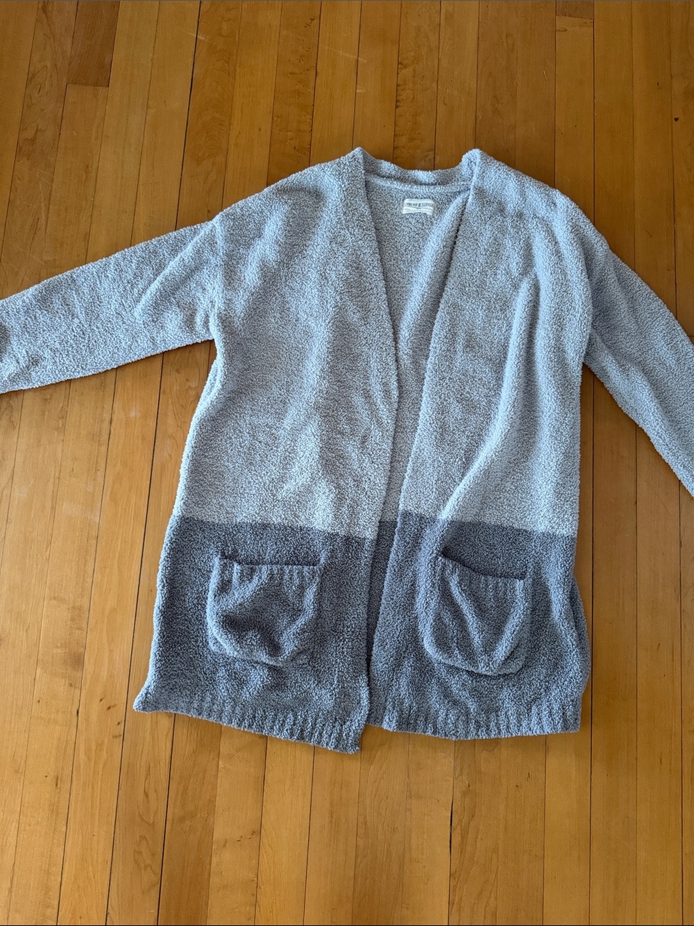 Cozy Two-Tone Gray Open-Front Women's Sweater Cardigan